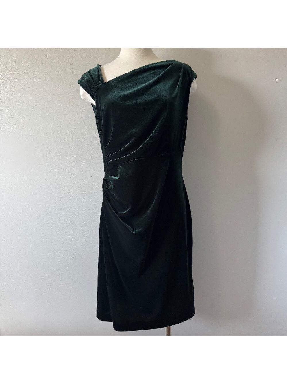 Ralph Lauren Forest Green Velvet Midi Dress